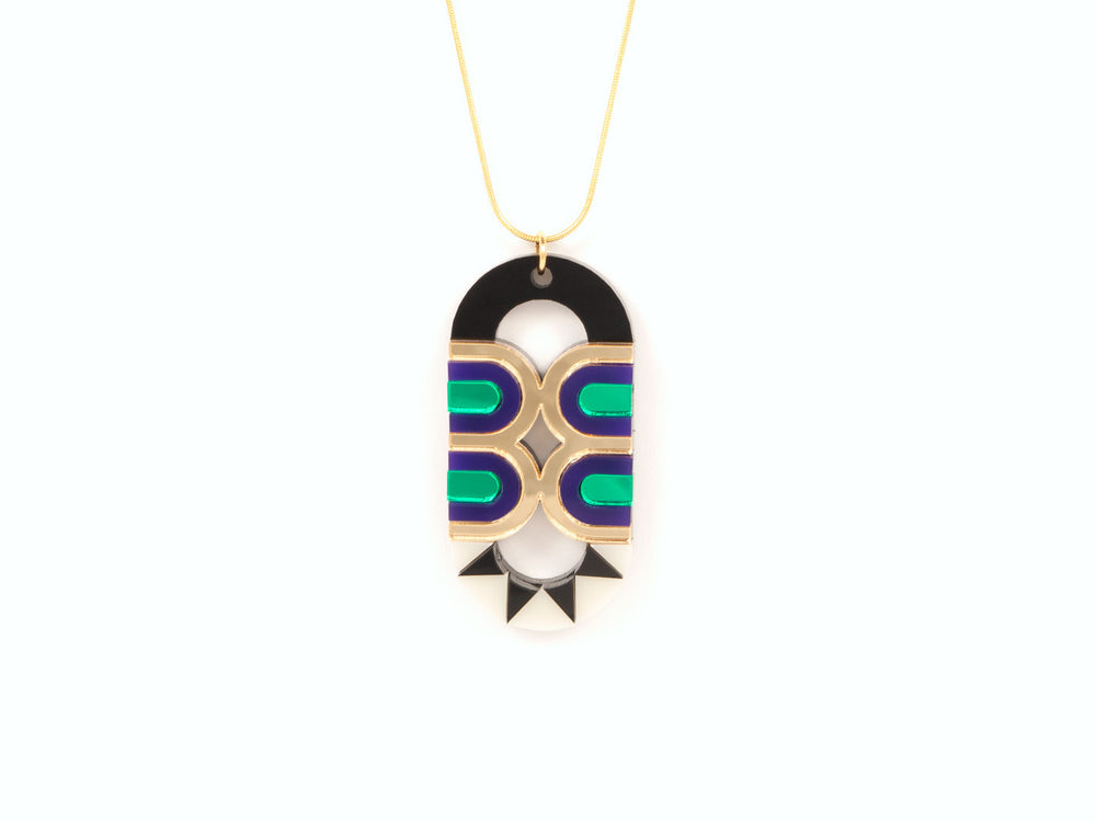 FORM027 Necklace - Gold, Purple, Green