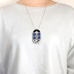 FORM027 Necklace - Silver, Skyblue, Purple