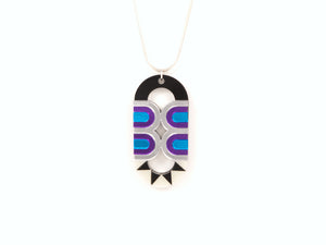 FORM027 Necklace - Silver, Skyblue, Purple