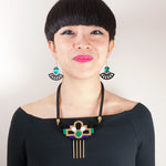 FORM028 Necklace - Gold, Purple, Green