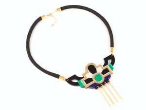 FORM028 Necklace - Gold, Purple, Green