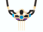 FORM028 Necklace - Gold, Skyblue, Purple