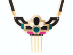 FORM028 Necklace - Gold, Teal, Pink