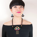 FORM028 Necklace - Gold, Teal, Pink