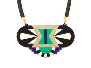 FORM029 Necklace - Gold, Purple, Green