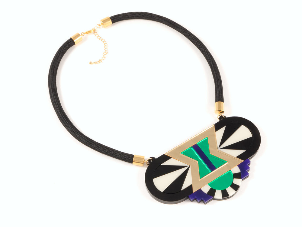 FORM029 Necklace - Gold, Purple, Green