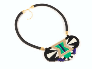 FORM029 Necklace - Gold, Purple, Green
