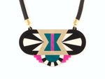 FORM029 Necklace - Gold, Teal, Pink