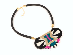 FORM029 Necklace - Gold, Teal, Pink