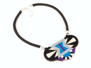 FORM029 Necklace - Silver, Skyblue, Purple