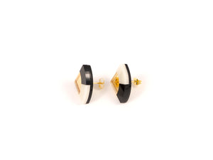 FORM030 Earrings - Gold, Black, Ivory