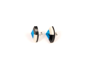FORM030 Earrings - Skyblue, Black, Ivory