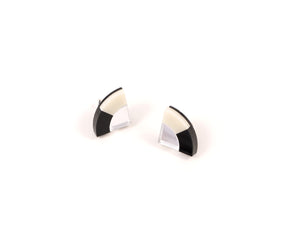 FORM030 Earrings - Silver, Black, Ivory