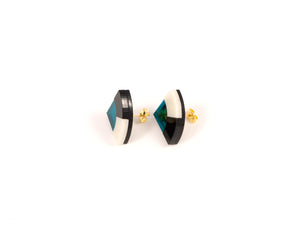 FORM030 Earrings - Teal, Black, Ivory