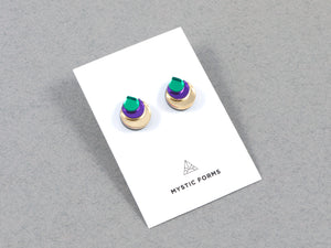 FORM031 Earrings - Gold, Purple, Green