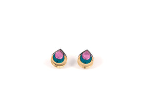 FORM031 Earrings - Gold, Teal, Babypink