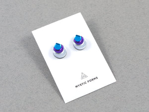 FORM031 Earrings - Silver, Purple, Skyblue