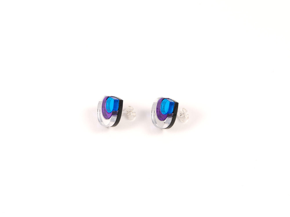 FORM031 Earrings - Silver, Purple, Skyblue