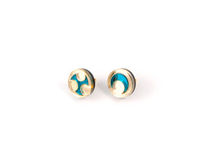 FORM032 Earrings - Gold, Teal