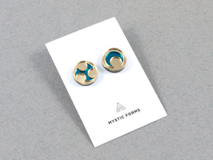 FORM032 Earrings - Gold, Teal
