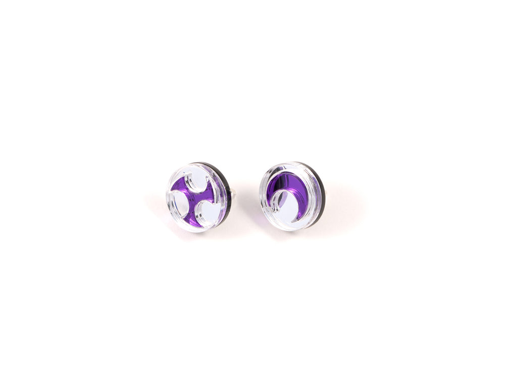 FORM032 Earrings - Silver, Mirror Purple