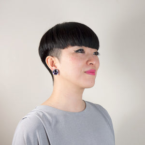 FORM032 Earrings - Silver, Mirror Purple