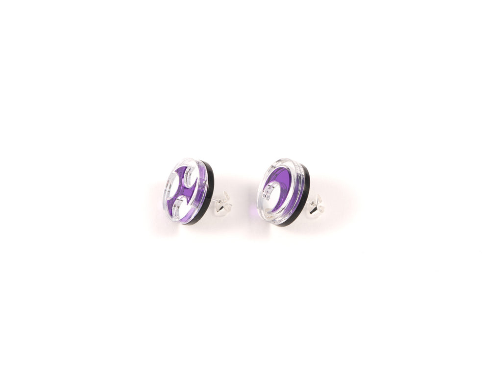 FORM032 Earrings - Silver, Mirror Purple