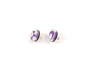 FORM032 Earrings - Silver, Mirror Purple