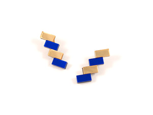 FORM033 Earrings - Gold, Blue