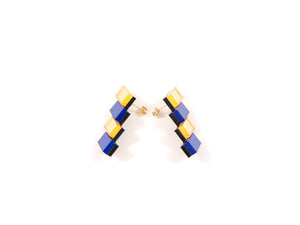 FORM033 Earrings - Gold, Blue