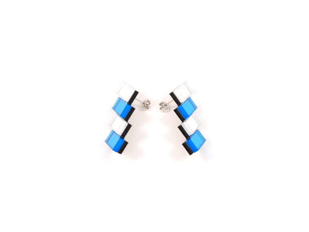 FORM033 Earrings - Silver, Skyblue