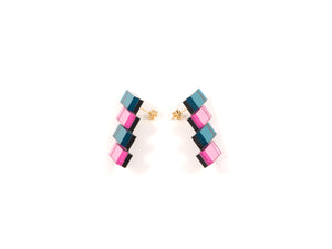 FORM033 Earrings - Teal, Babypink