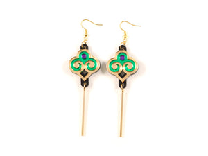 FORM035 Earrings - Gold, Purple, Green