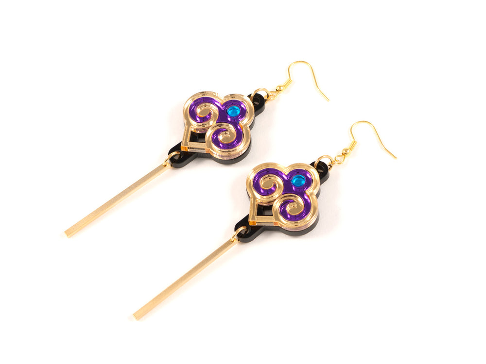 FORM035 Earrings - Gold, Purple, Skyblue