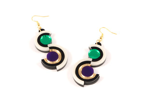 FORM036 Earrings - Gold, Purple, Green