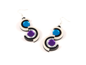 FORM036 Earrings - Silver, Skyblue, Purple