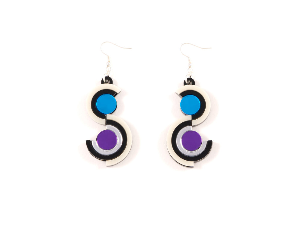FORM036 Earrings - Silver, Skyblue, Purple