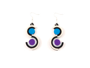 FORM036 Earrings - Silver, Skyblue, Purple