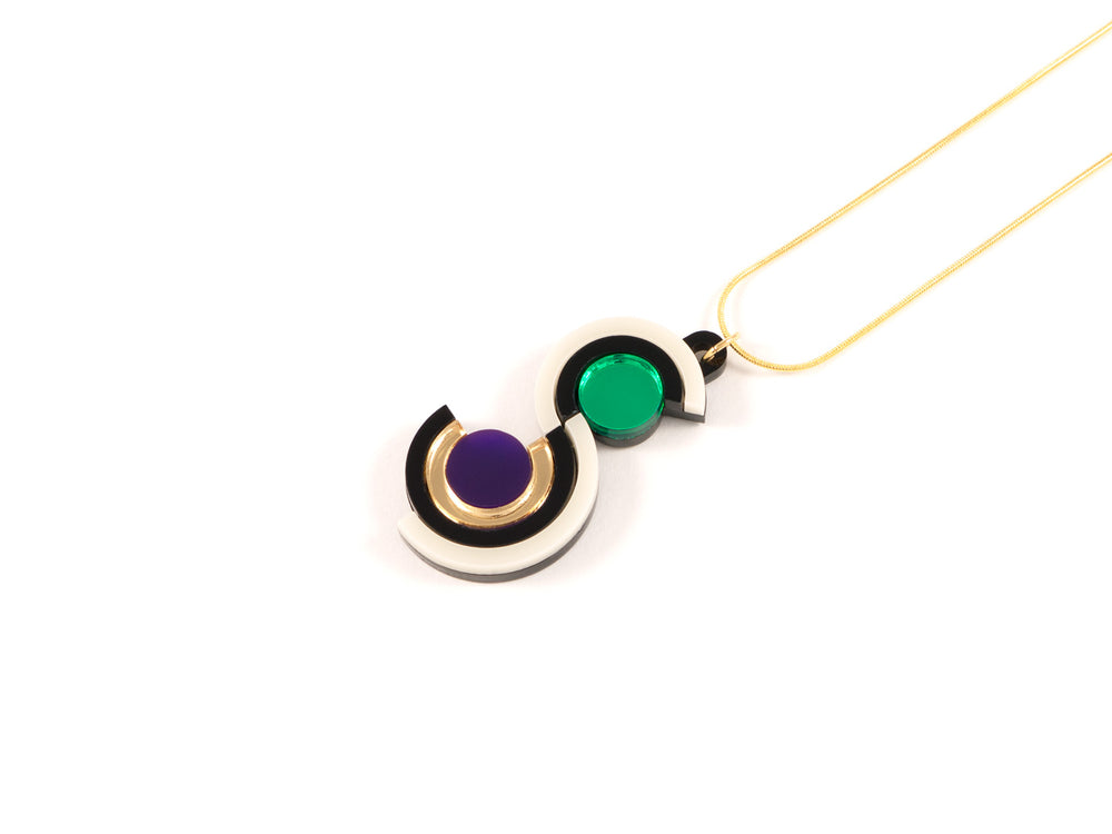 FORM037 Necklace - Gold, Purple, Green