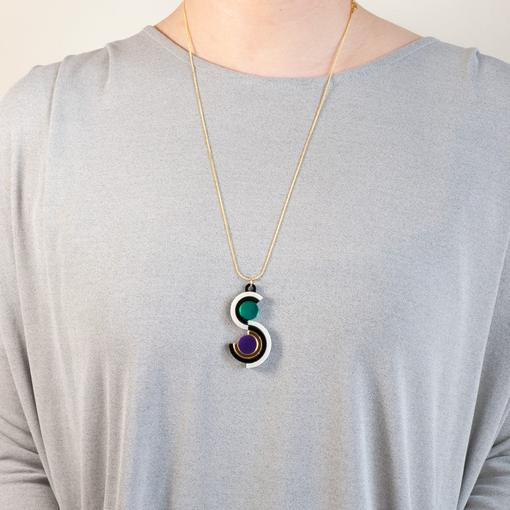 FORM037 Necklace - Gold, Purple, Green