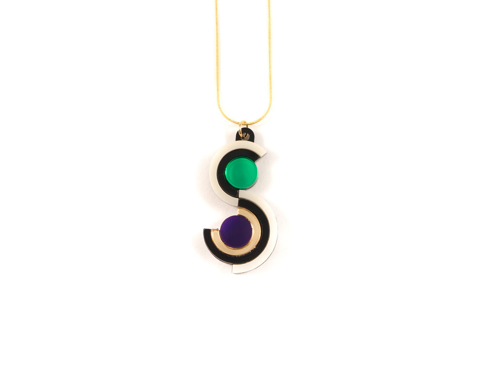 FORM037 Necklace - Gold, Purple, Green