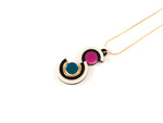 FORM037 Necklace - Gold, Teal, Pink