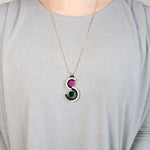 FORM037 Necklace - Gold, Teal, Pink