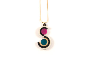 FORM037 Necklace - Gold, Teal, Pink