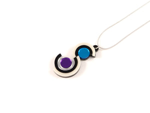 FORM037 Necklace - Silver, Skyblue, Purple