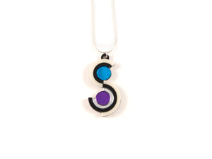 FORM037 Necklace - Silver, Skyblue, Purple