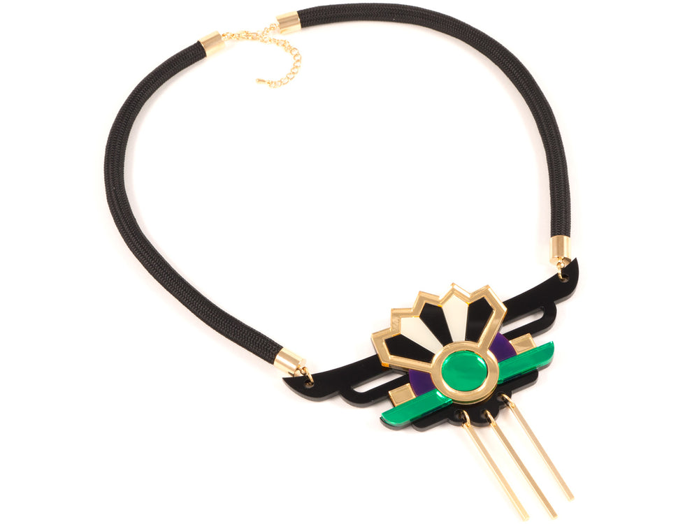 FORM038 Necklace - Gold, Purple, Green