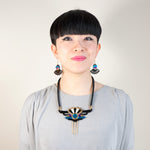 FORM038 Necklace - Gold, Skyblue, Purple