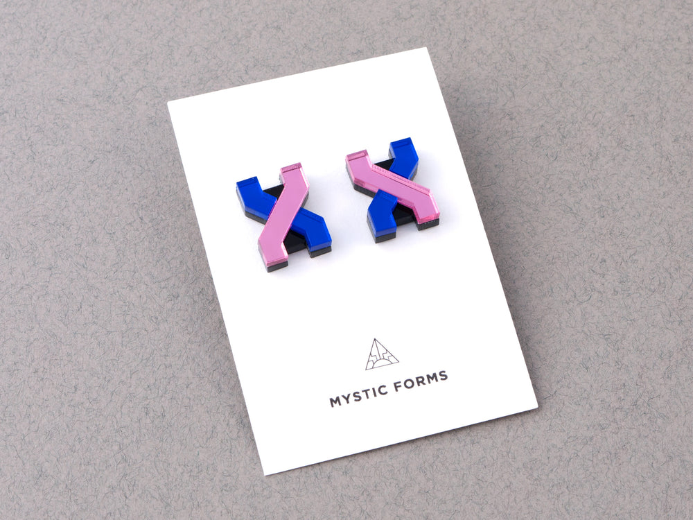 FORM039 Earrings - Babypink, Blue