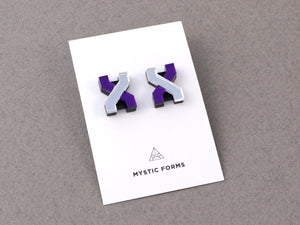 FORM039 Earrings - Silver, Mirror Purple
